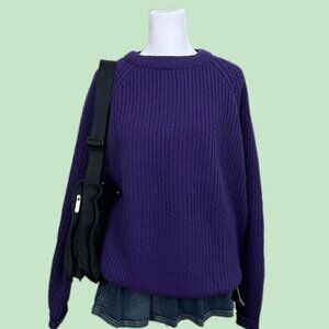 purple vintage 80s chunky oversized acrylic knit sweater cozy indie skate